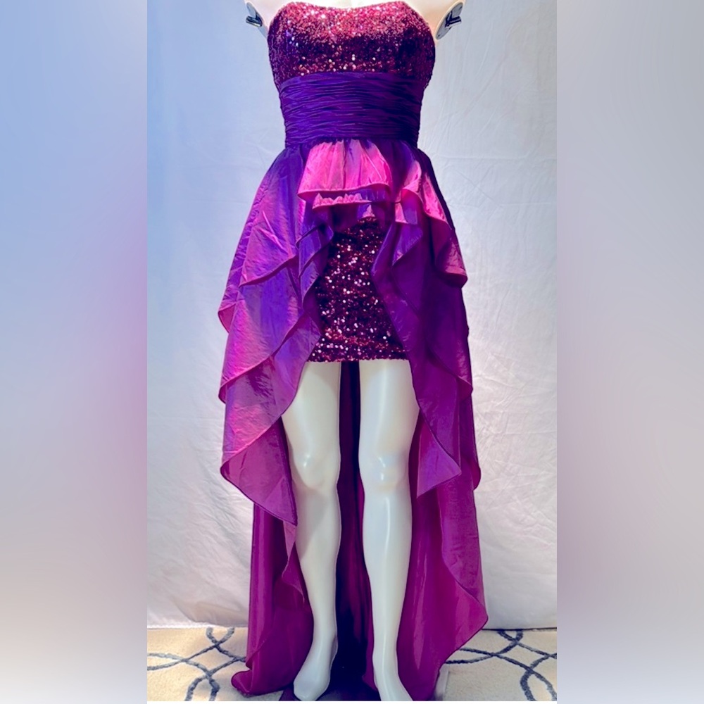 Jovani Strapless Purple Sequin Dress